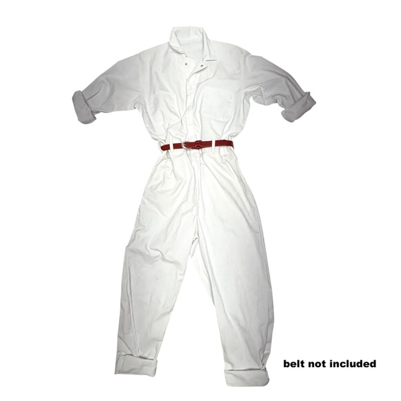 coveralls RED KAP L/XL white poly cotton long sleeve belt loops zip up - Picture 1 of 14